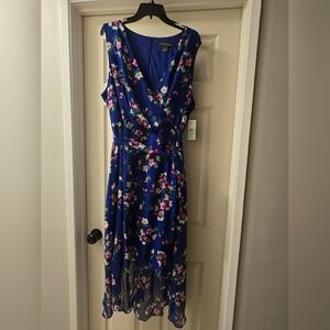 Jessica Howard Womens Plus Floral Sleeveless Hi-Lo Dress 18W